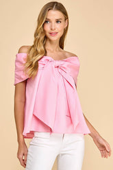 Pink Off The Shoulder Bow Top